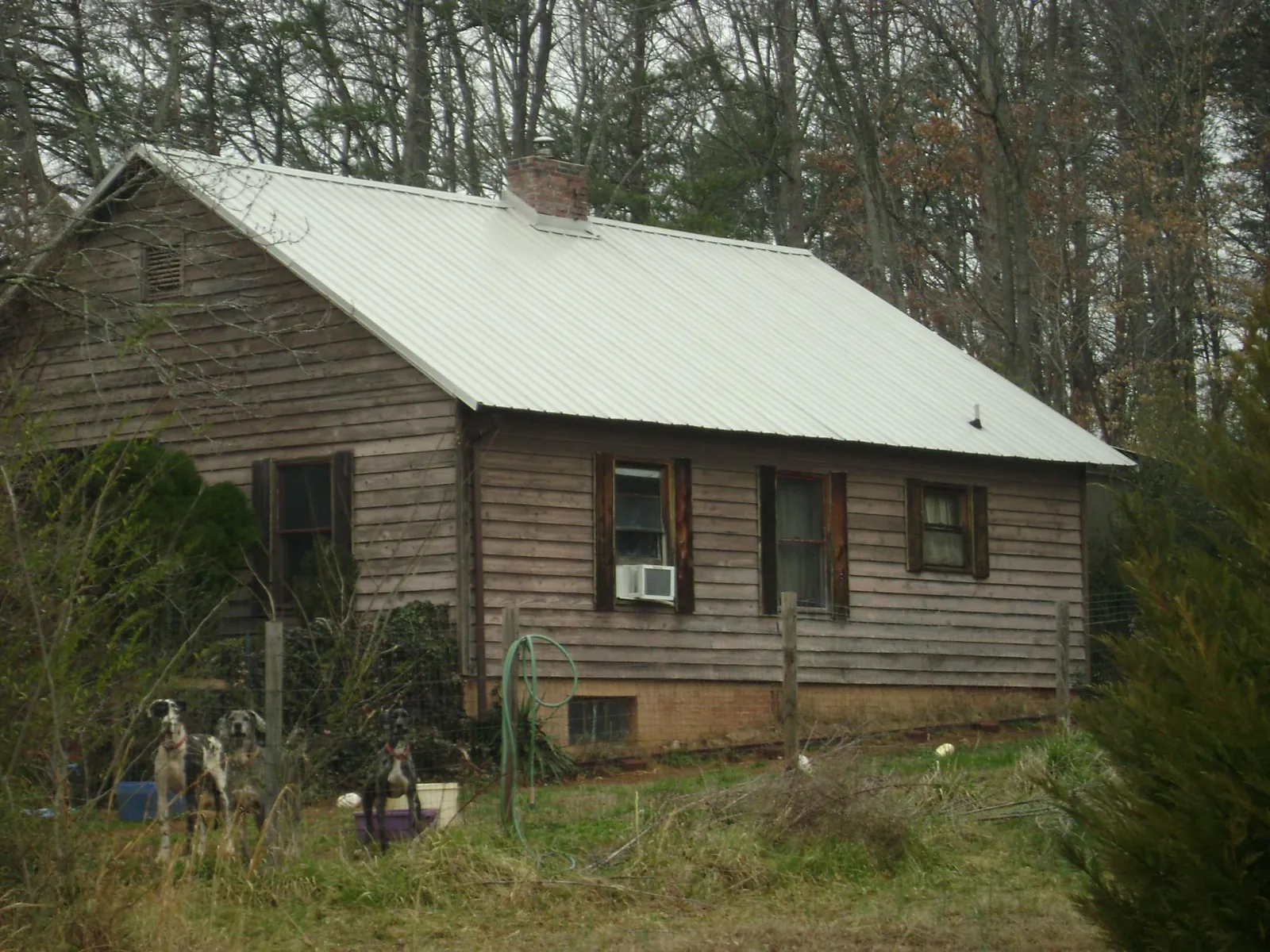 White metal roof on an old wood sided farmhouse, from a Asphalt Shingle Roof Repair job in Spirit Lake